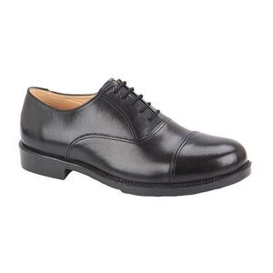 Grafters Mens Leather Capped Oxford Laced Cadet Shoe / Black